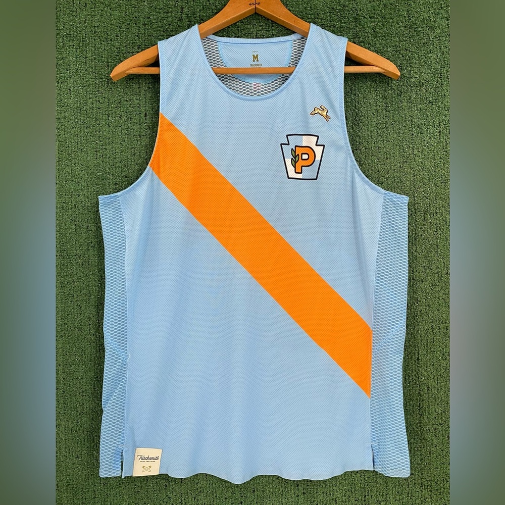 Tracksmith Van Cortlandt Singlet Pennsylvania Run Tank Top Blue Men’s Sz Medium